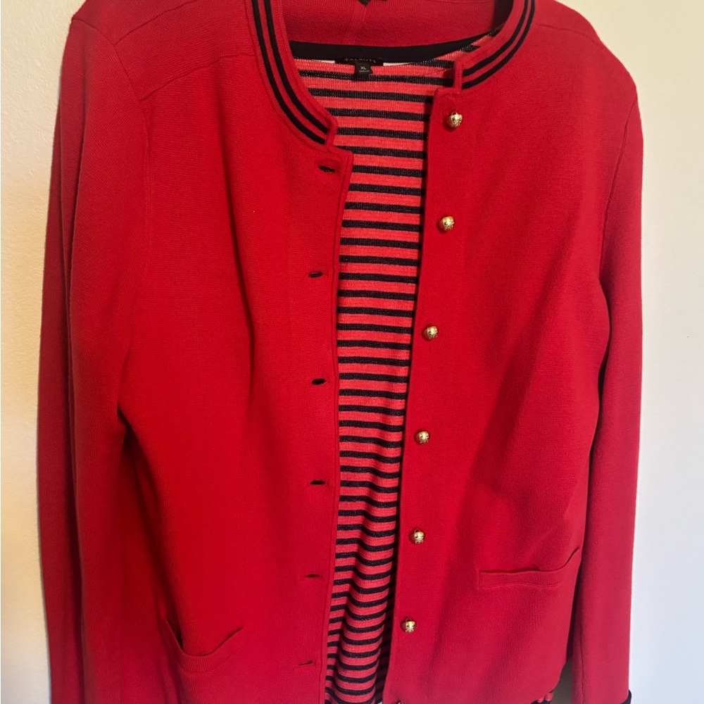 Talbots Red Varsity Jacket with Striped Lining